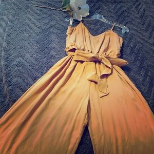 JUMPSUIT, mustard yellow, s/m, never worn,cute tie